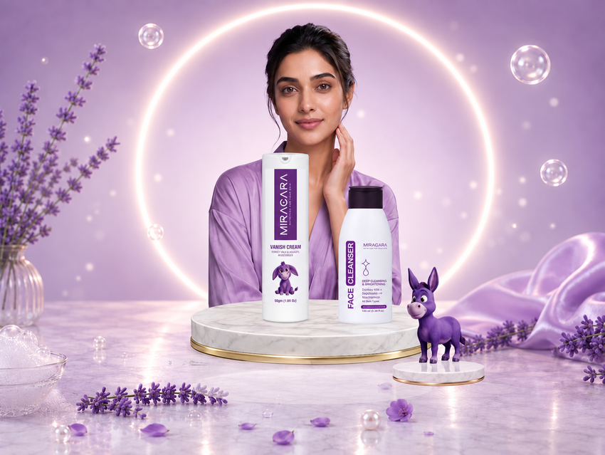 Miracara Soft Glow Duo – Cleanse & Cream Set – 150 ml | Face Cleanser + Vanish Cream | Gentle Cleansing with Deep Hydration Cream Care | Smooth, Soft & Radiant Skin Routine | Sulfate & Paraben Free