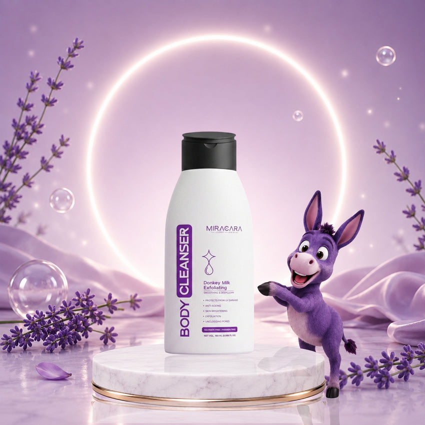Miracara Body Cleanser - 150 ml  Exfoliating & Deep Clean | Smoothing + Brightening | UV Protection | Sulphate & Paraben Free | With Vitamin A/C/E | For Women & Men