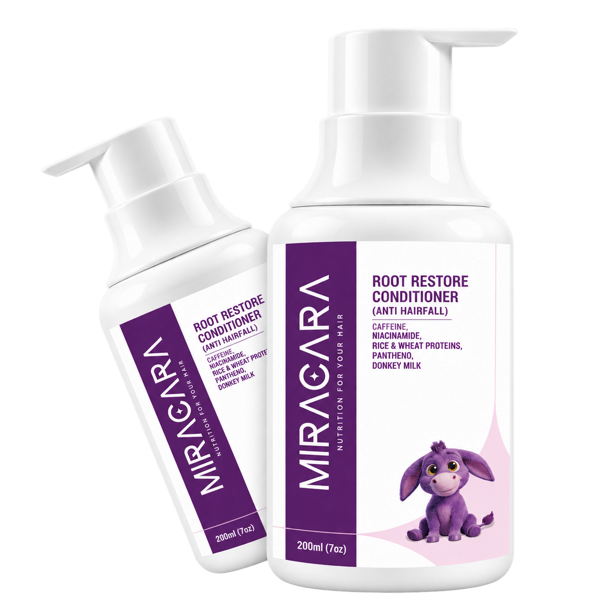 Miracara Root Restore Anti-Hairfall Conditioner with Caffeine, Niacinamide, Rice & Wheat Protein, Panthenol & Donkey Milk | Breakage Care, Hydration, Softness & Scalp Comfort