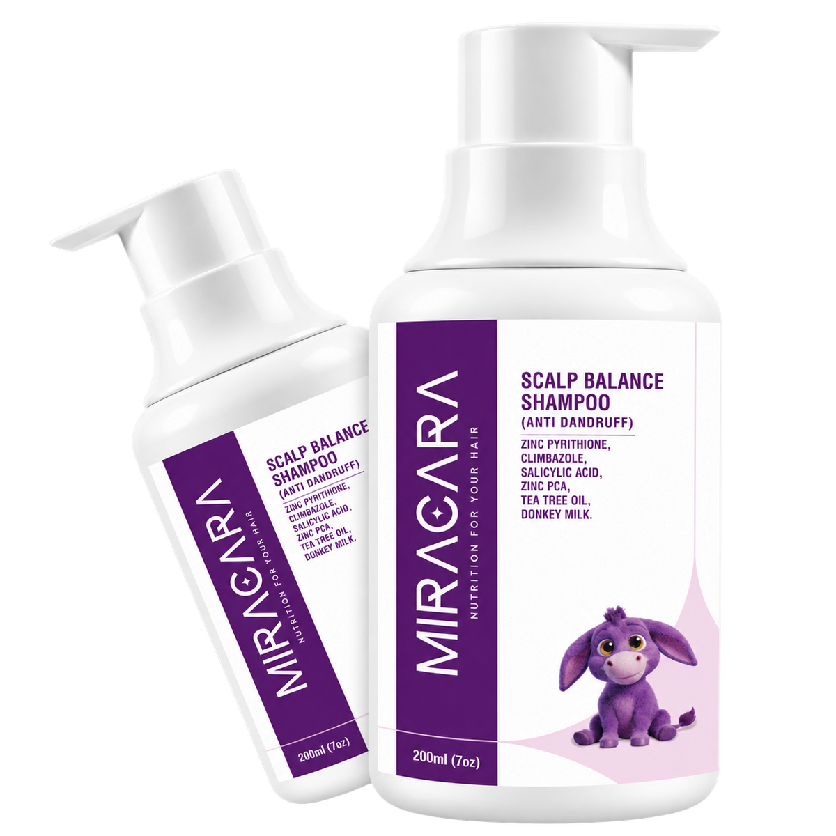 Miracara Scalp Balance Anti-Dandruff Shampoo with Zinc Pyrithione, Climbazole, Salicylic Acid, Zinc PCA, Tea Tree Oil & Donkey Milk | Dandruff & Flake Care, Oil Balance & Scalp Refresh