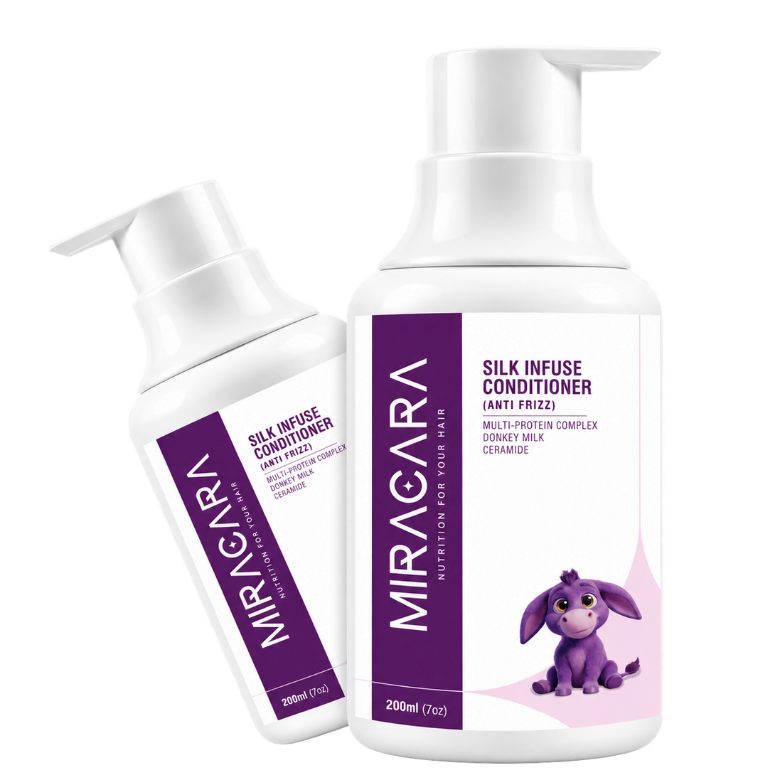 Miracara Silk Infuse Frizz Control Conditioner with Donkey Milk, Ceramide NP, Keratin, Silk, Rice & Wheat Proteins | Hydration, Softness, Shine & Frizz Control