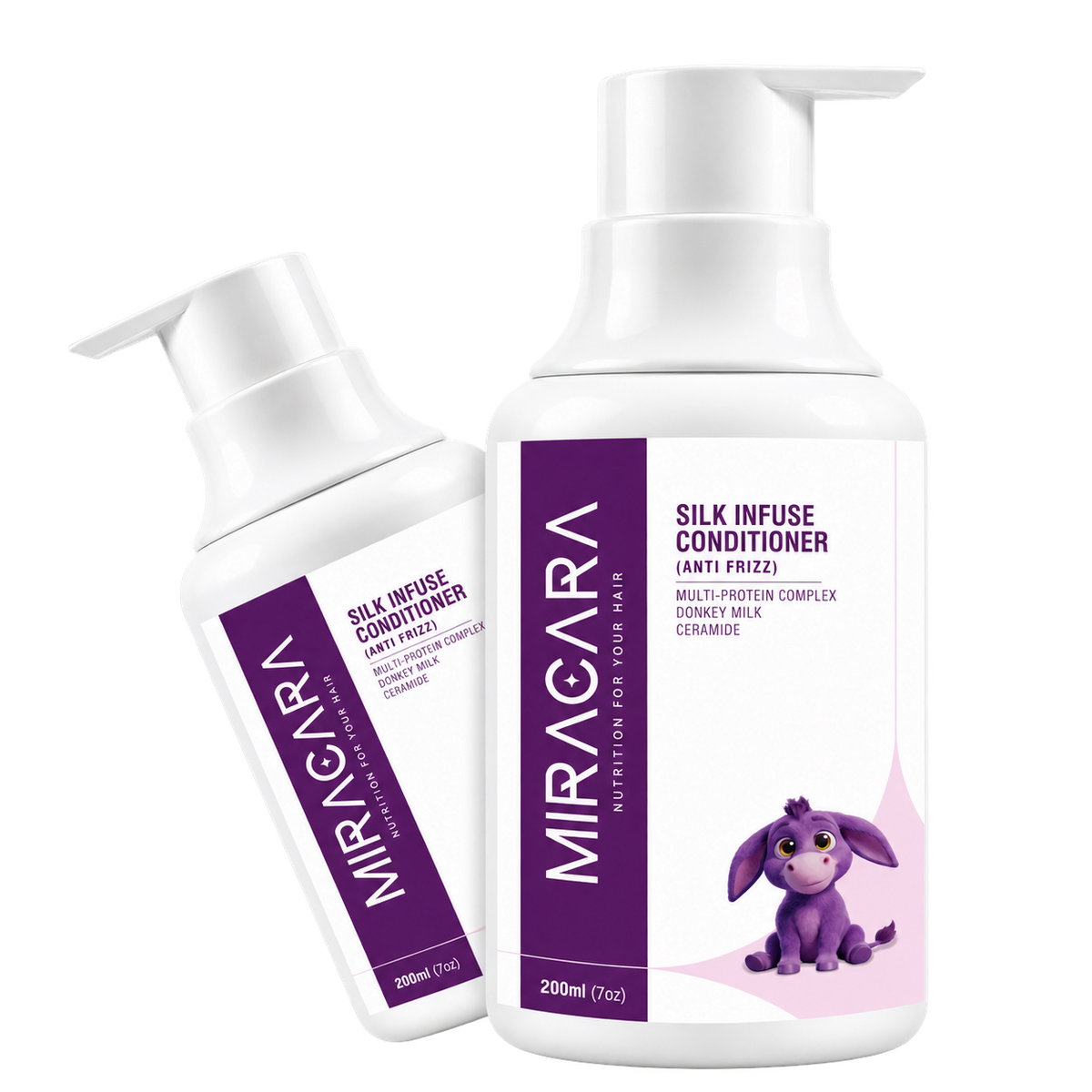 Miracara Silk Infuse Frizz Control Conditioner with Donkey Milk, Ceramide NP, Keratin, Silk, Rice & Wheat Proteins | Hydration, Softness, Shine & Frizz Control