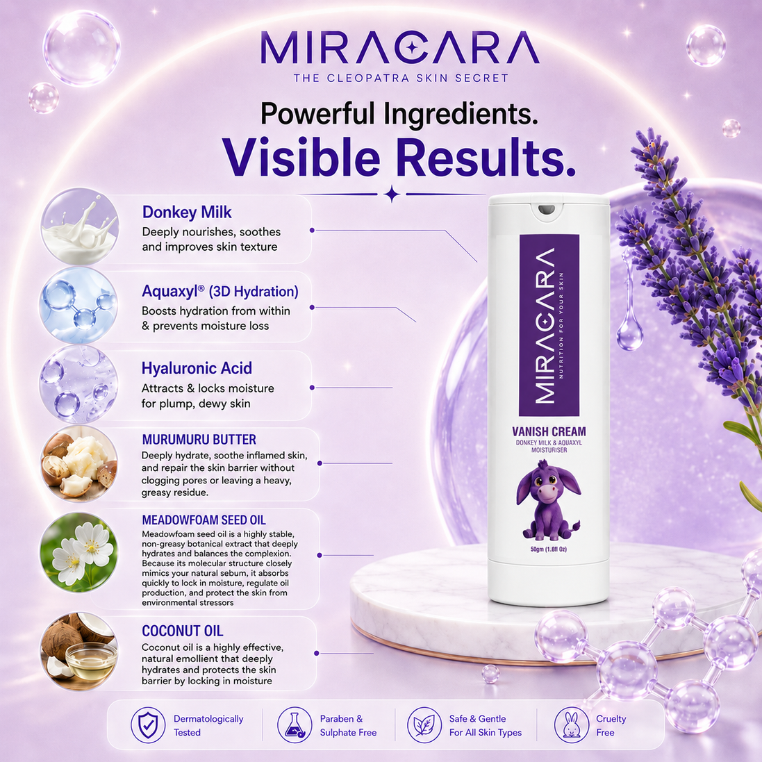 Miracara Vanishing Cream - 150 ml | Hydro Boost Hyaluronic Acid / Aquaxyl (3D Hydration)  High Performance Moisturiser | Anti-Ageing | Pigmentation Control | Wrinkle Smoothing  Day & Night