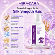 Miracara Silk Smooth Frizz Control Shampoo with Donkey Milk, Hydrolyzed Keratin, Silk Protein, Rice & Wheat Protein, Ceramide NP & Panthenol | Frizz Control, Smoothness, Shine & Breakage Care