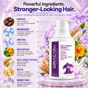 Miracara Root Strength Anti-Hairfall Shampoo with Caffeine, Niacinamide, Zinc PCA, Nasturtium, Biotin, Rice & Wheat Proteins & Donkey Milk | Breakage Care, Hair Strength & Scalp Nourishment