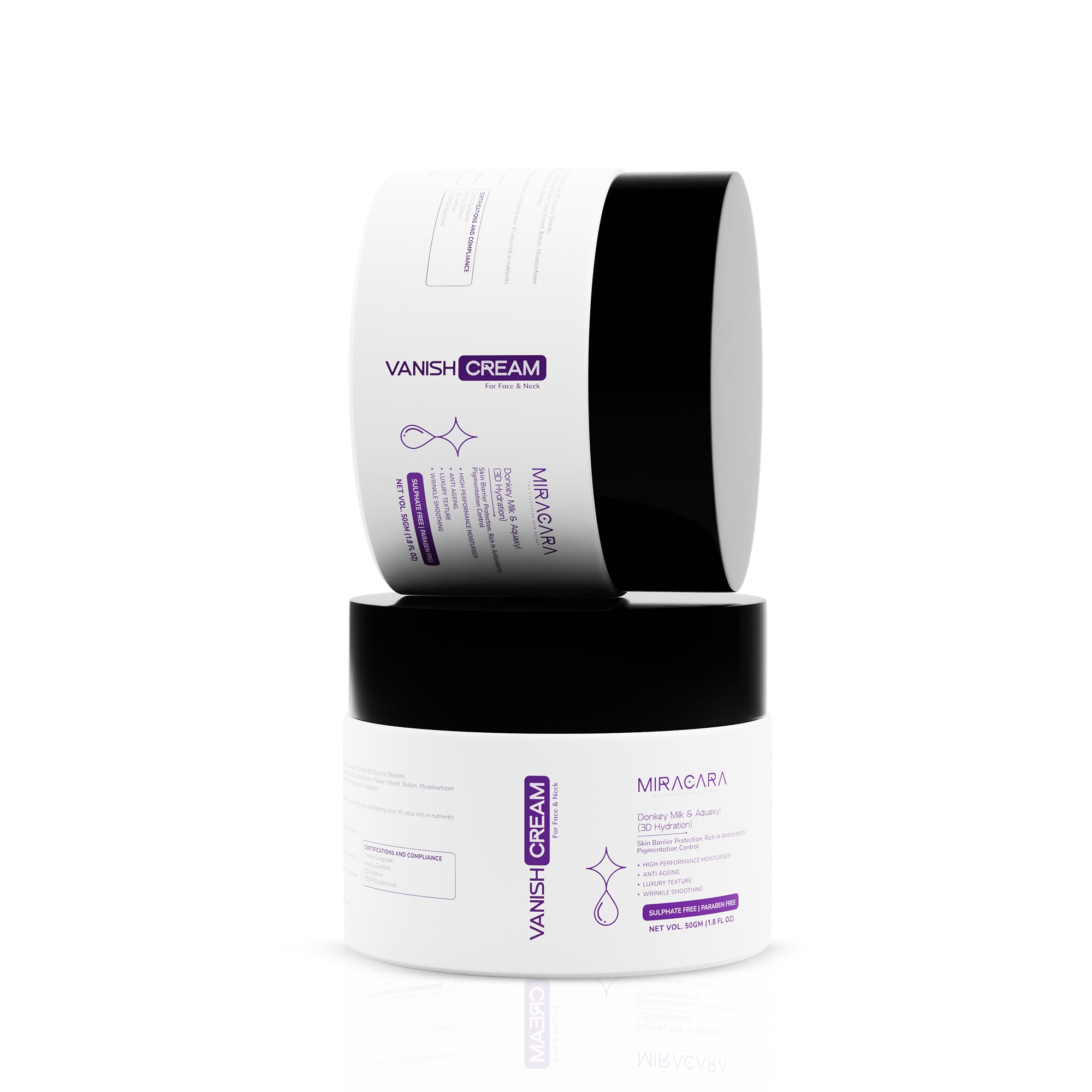 Miracara Vanishing Cream - 150 ml | Hydro Boost Hyaluronic Acid / Aquaxyl (3D Hydration)  High Performance Moisturiser | Anti-Ageing | Pigmentation Control | Wrinkle Smoothing  Day & Night